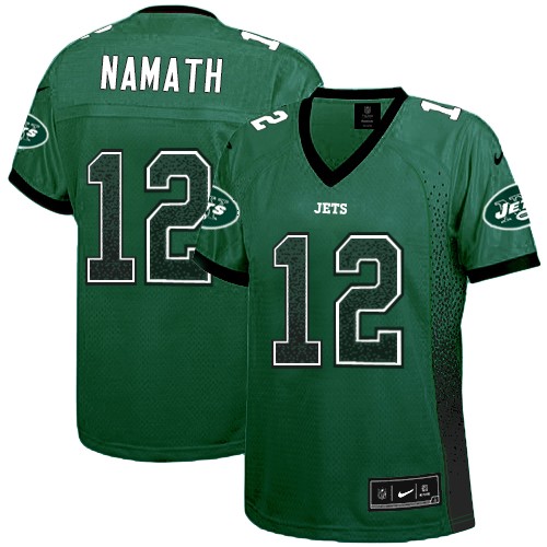 Women's Elite Joe Namath Nike Jersey Green - #12 Drift Fashion NFL New York Jets